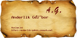 Anderlik Gábor névjegykártya